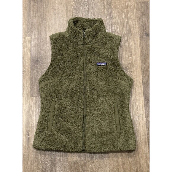 Patagonia Vest Womens Medium Green Fleece Los Gatos Full Zip Sherpa Outdoor - Picture 1 of 12